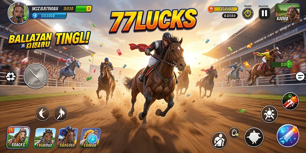 Gameplay seru 77LUCKS yang penuh aksi balap.