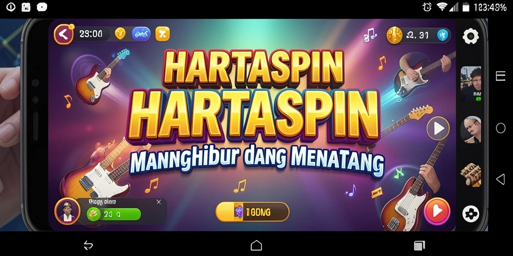 Tampilan gameplay HARTASPIN menampilkan keseruan bermain musik secara interaktif.