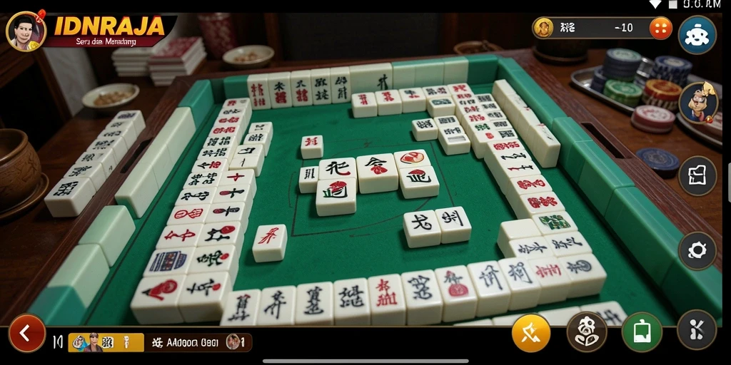 Screenshot utama menampilkan gameplay seru Mahjong di IDNRAJA.