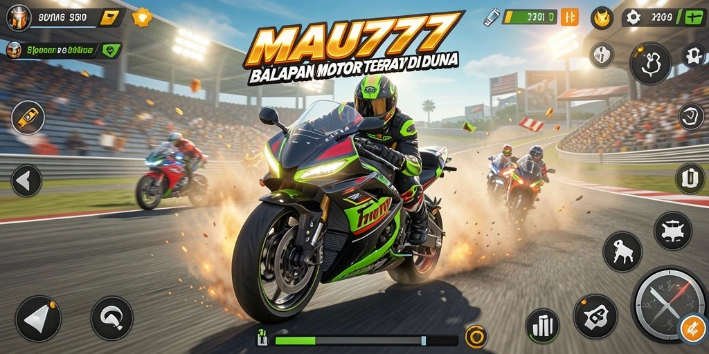 Tampilan gameplay menegangkan dari balapan motor di MAU777.
