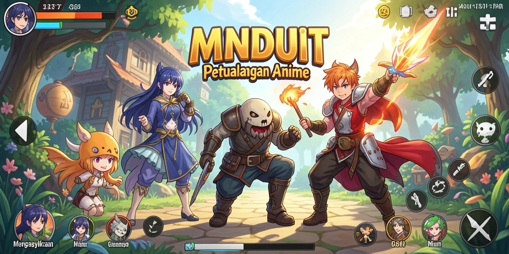 Tampilan dinamis gameplay Anime yang menarik dan penuh aksi.