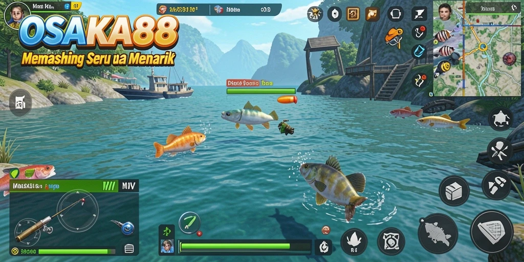 Tampilan gameplay menangkap ikan yang menarik di OSAKA88.