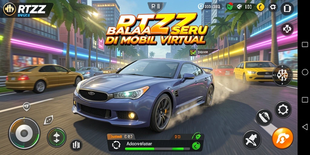 Gambar gameplay RTZZ yang mendebarkan menunjukkan balapan sengit.