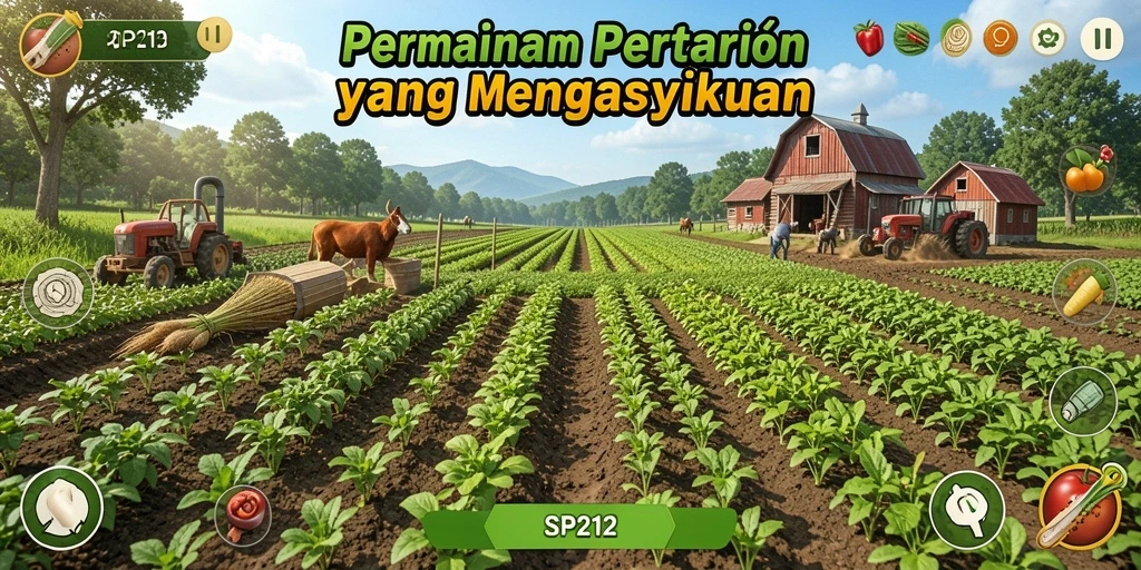 Screenshot gameplay SP212 menampilkan aktivitas bertani yang seru dan interaktif.