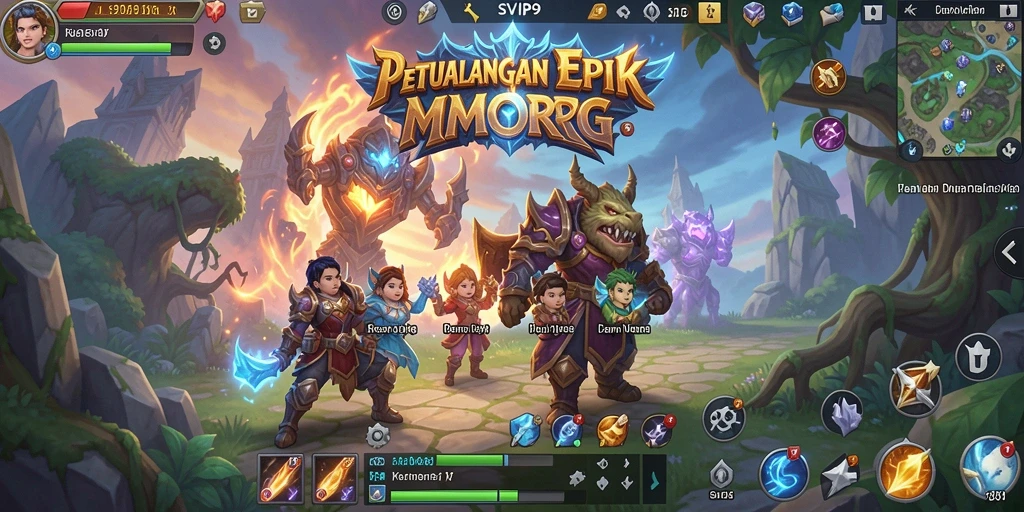 Screenshot gameplay SVIP9 menampilkan pertarungan epik dalam dunia MMORPG.