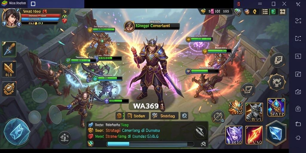 Screenshot gameplay WA369 menampilkan pertarungan strategis yang mendebarkan.